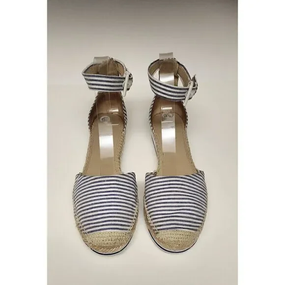 NORDSTROM Signature Women Sandals Espadrille Flat Blue/White Stripe US Size 9.5 - Picture 4 of 9